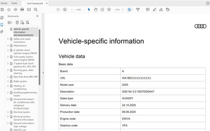AUDI SERVICE REPAIR MANUAL VIN